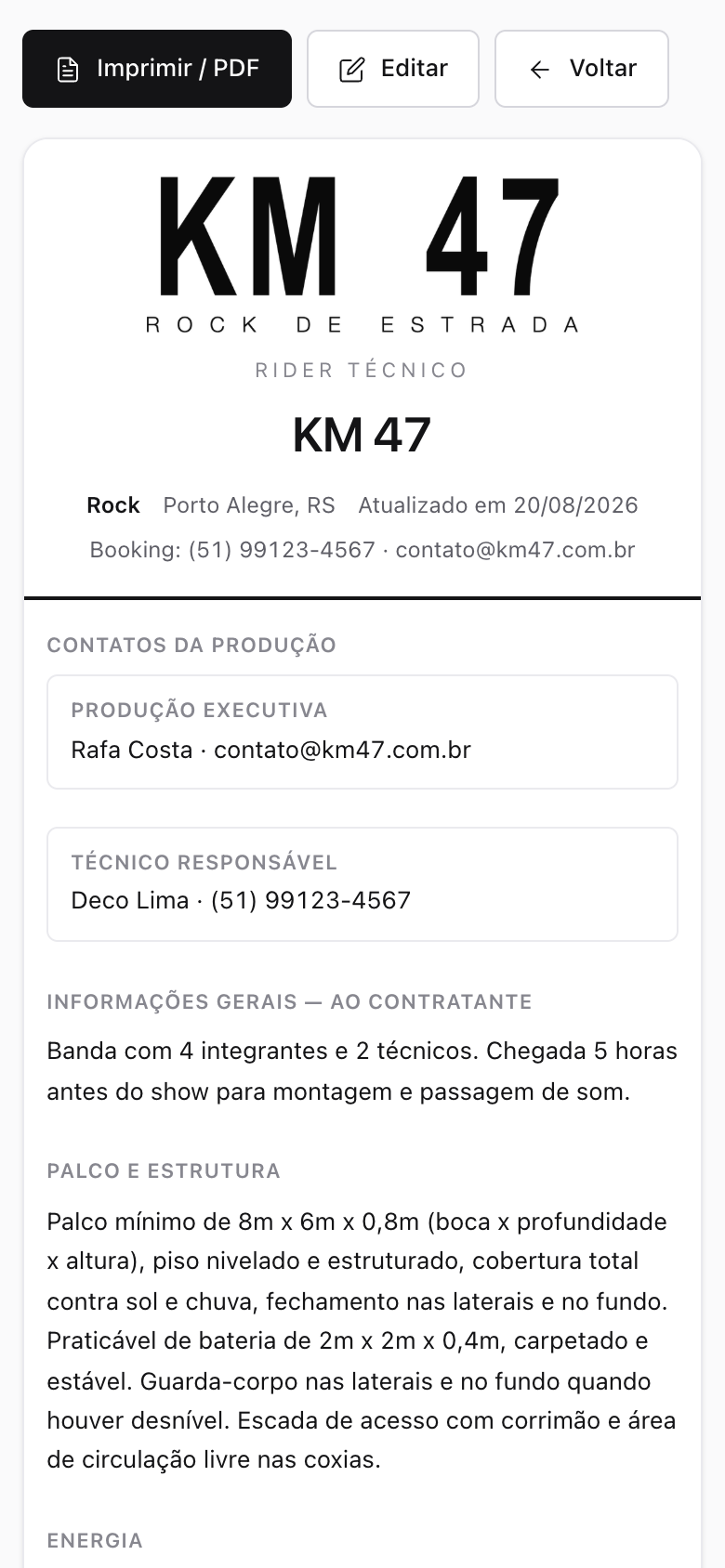 Tela de rider do OfficeBand